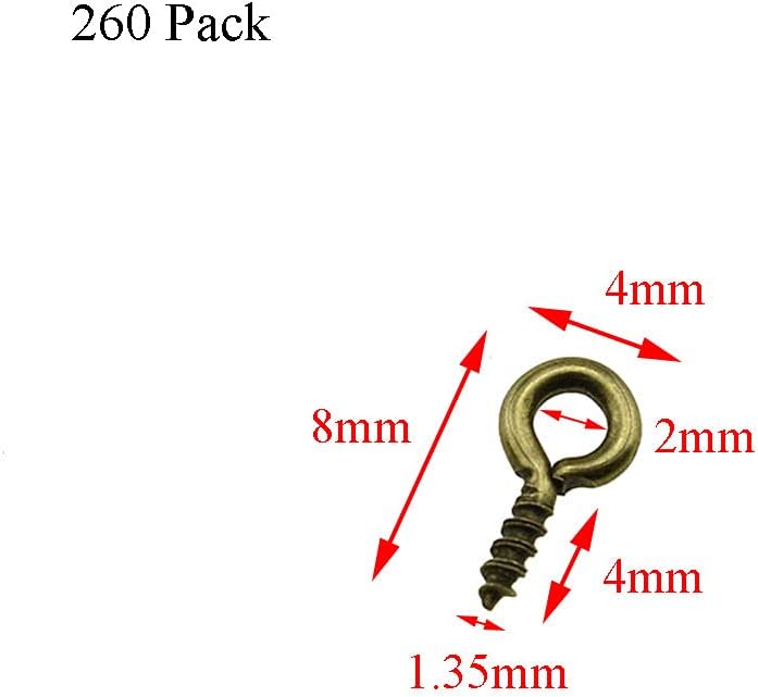 2FY2SW Binzzo 1/3 Inch Small Screw Eyes Solidly Closed Eyelet Threads Hold Tight Hand Twisting Cup Hooks Eyebolt Quality Aolly Antique Brass 260 Pieces for Christmas Ornaments Jewelry Making Bead Crafts - Image 2
